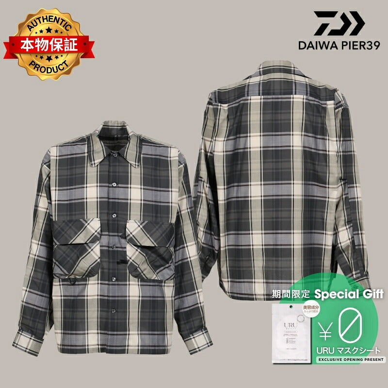 DAIWA PIER39 ダイワ ピア39 【本物保証】 シャツ ストリート系 メンズ TECH SPORTS OPEN COLLAR SHIRT L/S BIG TARTAN / BLK