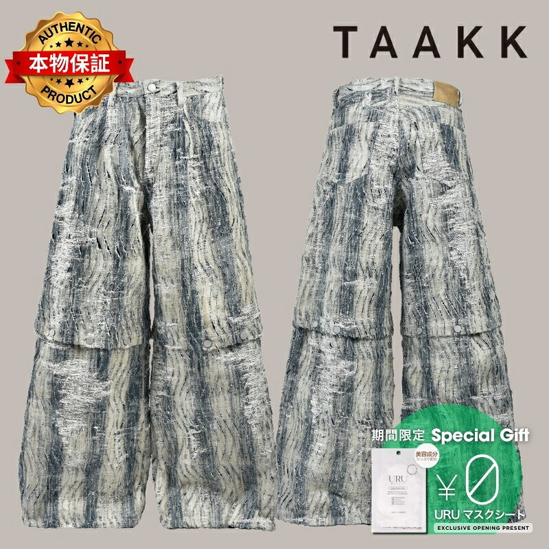 TAAKK ターク 【本物保証】 デニムパンツ ストリート系 メンズ CONVERTIBLE BLEACHED DENIM PANTS (20TH EXCLUSIVE) / IND