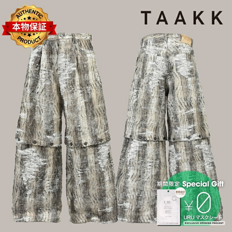 TAAKK ターク 【本物保証】 デニムパンツ ストリート系 メンズ CONVERTIBLE BLEACHED DENIM PANTS (20TH EXCLUSIVE) / BLK