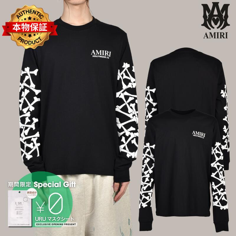AMIRI アミリ 【本物保証】 Tシャツ ストリート系 メンズ BONES STACKED L/S TEE / BLK