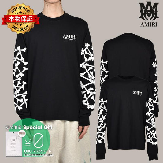 AMIRI アミリ 【本物保証】 Tシャツ ストリート系 メンズ BONES STACKED L/S TEE / BLK