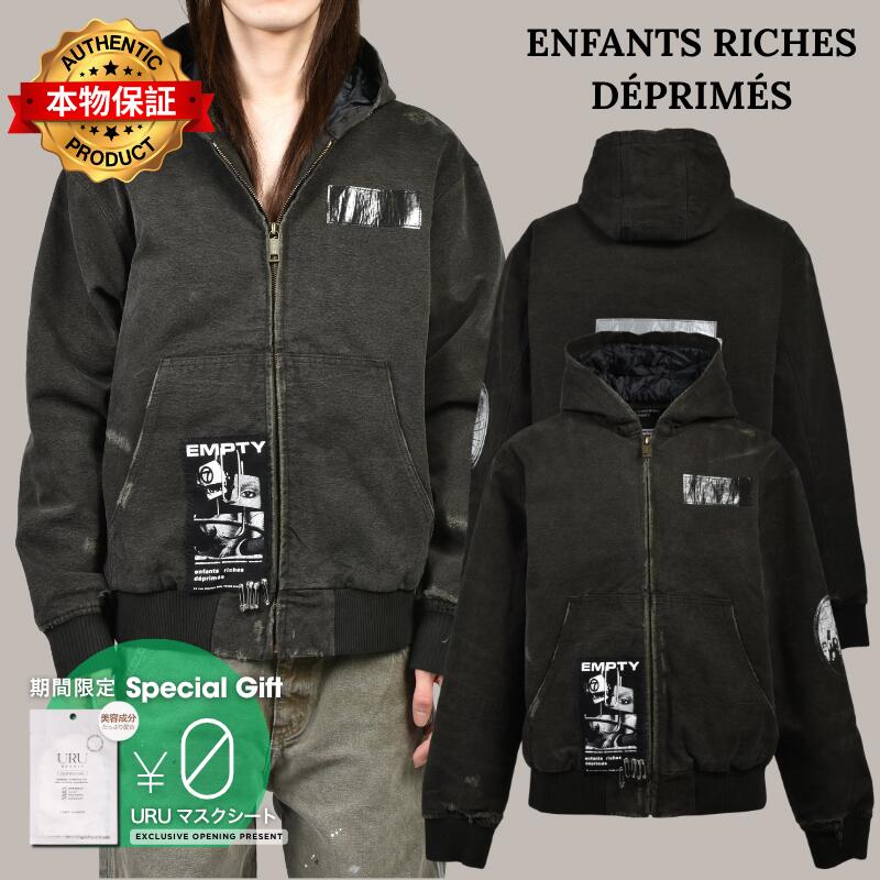 ENFANTS RICHES DEPRIMES 裕福で鬱を抱える子供たち 【本物保証】 パーカー ストリート系 メンズ WAR STARTED HOODED WORK JACKET / CRUST BLK