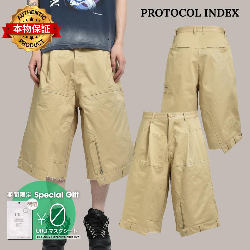 Protocol Index プロトコル一覧 【本物保証】 パンツ ストリート系 メンズ UPSIDE DOWN WORK JORTS / BEI