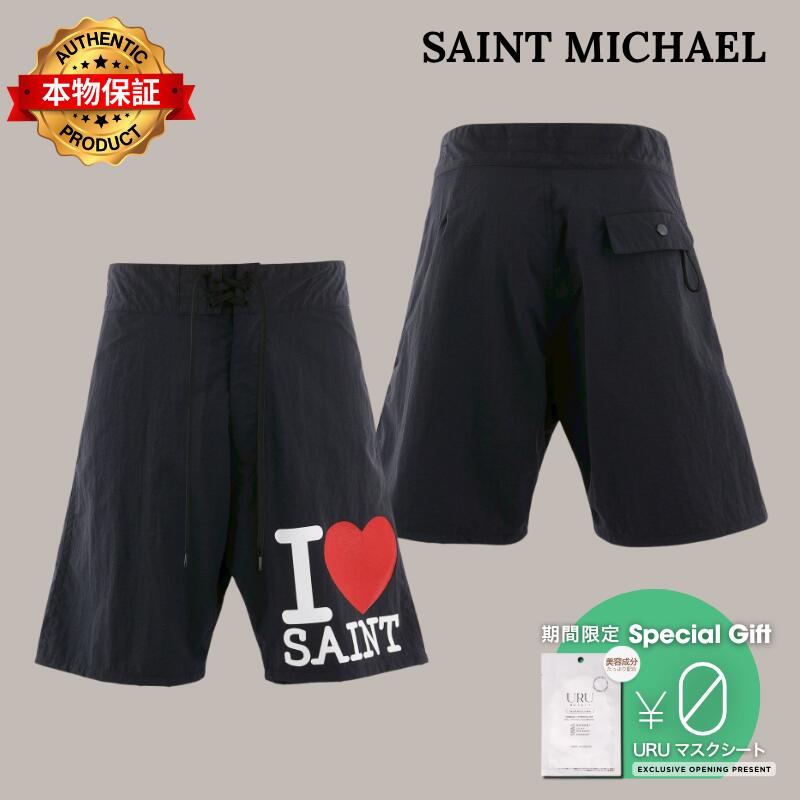 SAINT Mxxxxxx 【本物保証】 ショートパンツ ストリート系 メンズ NYLON SHORTS /I LOVE SAINT / BLK