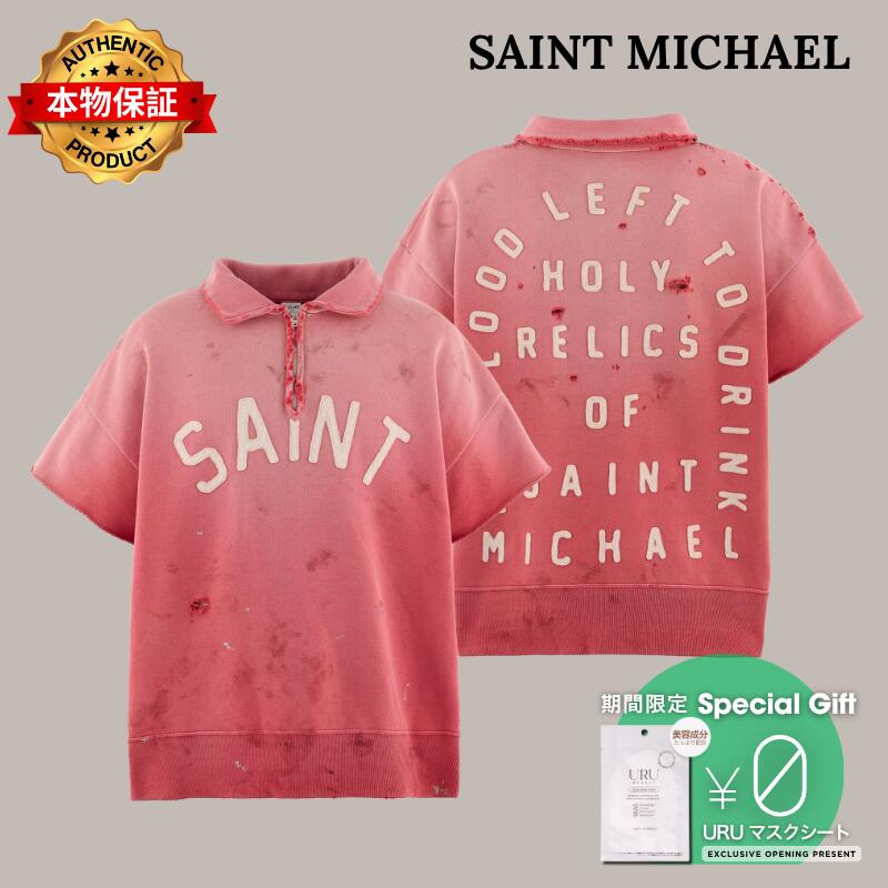 SAINT Mxxxxxx 【本物保証】 パーカー・スウェット ストリート系 メンズ SS HALF ZIP SWEAT/SAINT / RED