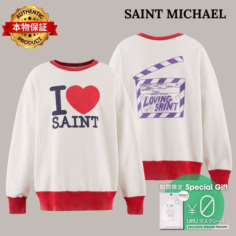 SAINT Mxxxxxx 【本物保証】 パーカー・スウェット ストリート系 メンズ CRW NECK SWT/I LOVE SAINT / WHT