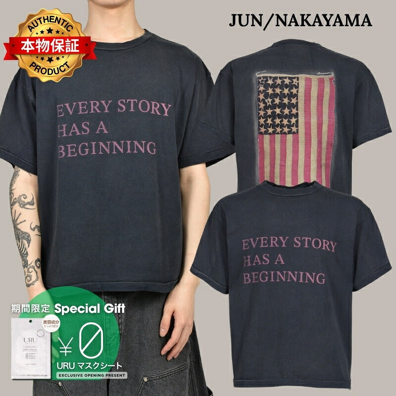 JUN/NAKAYAMA ジュン/中山 【本物保証】 Tシャツ ストリート系 メンズ FLAG T-SHIRTS / BLK