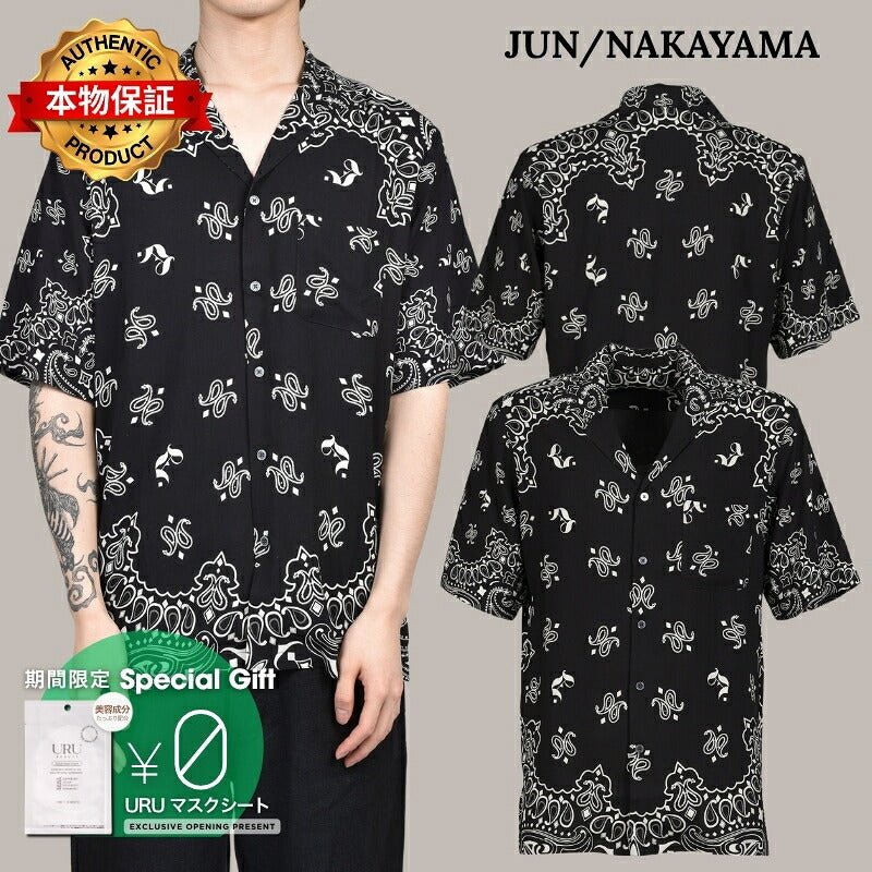 JUN/NAKAYAMA ジュン/中山 【本物保証】 シャツ ストリート系 メンズ PAISLEY SHORT SLEEVE SHIRTS / BLK