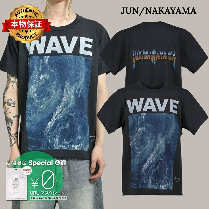 JUN/NAKAYAMA ジュン/中山 【本物保証】 Tシャツ ストリート系 メンズ WAVE T-SHIRTS / BLK