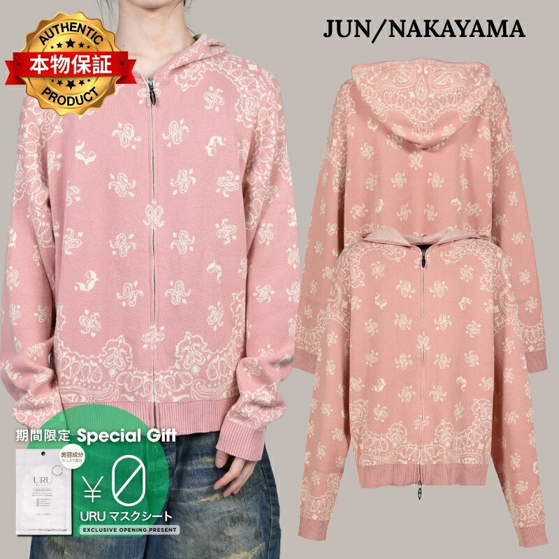 JUN/NAKAYAMA ジュン/中山 【本物保証】 パーカー ストリート系 メンズ PAISLEY KNIT HOODIE / PNK