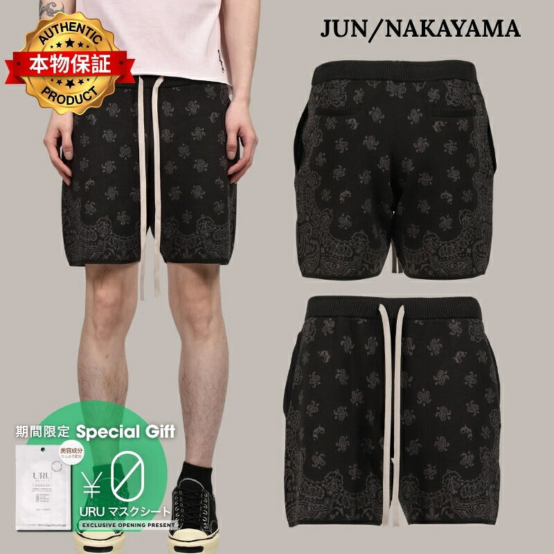 JUN/NAKAYAMA ジュン/中山 【本物保証】 ニット ストリート系 メンズ PAISLEY KNIT SHORTS / BLK