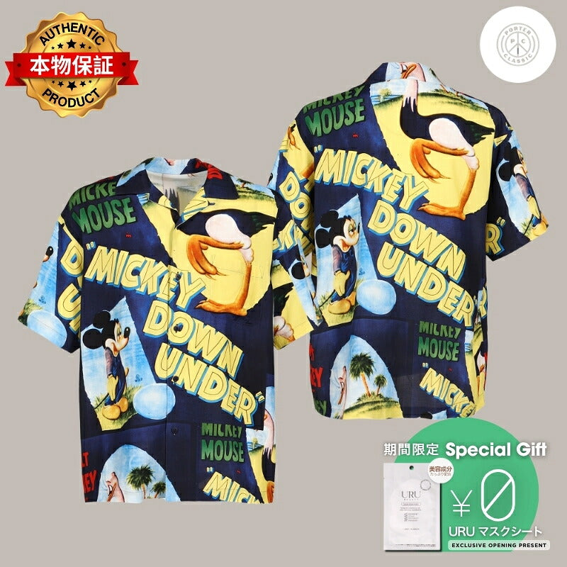 PORTER CLASSIC 【本物保証】 シャツ ストリート系 メンズ DISNEY VP / PC ALOHA COLLECTION ALOHA SHIRT / MICKEY & BIRD / NVY