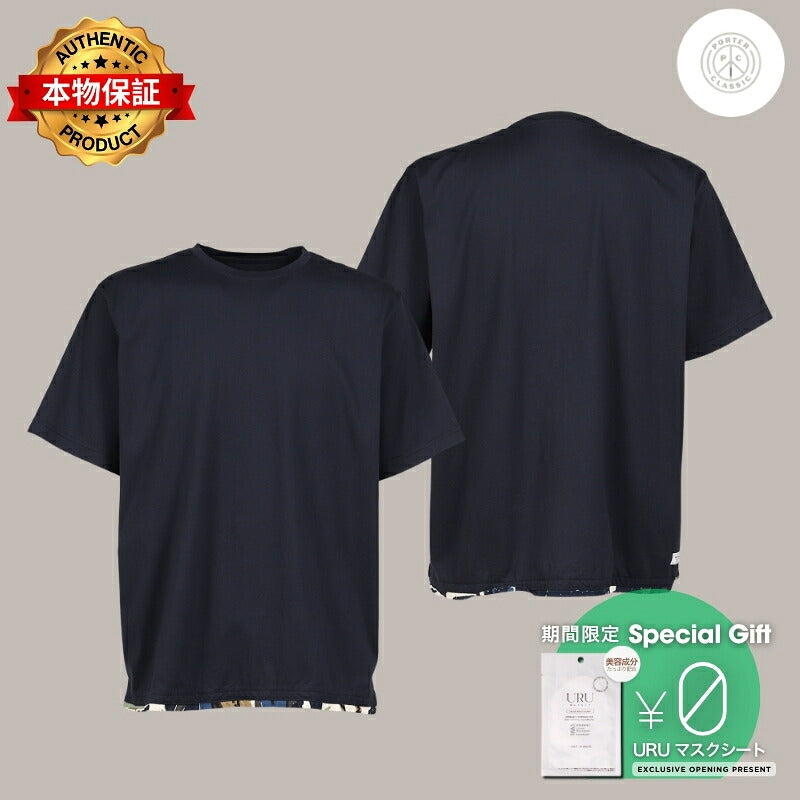 PORTER CLASSIC 【本物保証】 Tシャツ ストリート系 メンズ HAWAIIAN OUTDOOR PIPING T-SHIRT / NVY