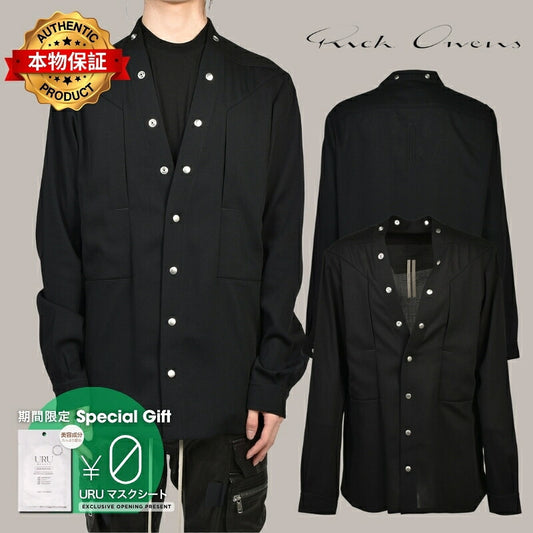 Rick Owens リックオウエンス 【本物保証】 Tシャツ ストリート系 メンズ LARRY FOGPOCKET SHIRT / BLK
