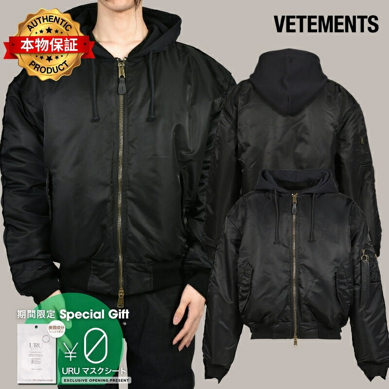 VETEMENTS ヴェトモン 【本物保証】 ジャケット ストリート系 メンズ RECONSTRUCTED BOMBER JACKET / BLK