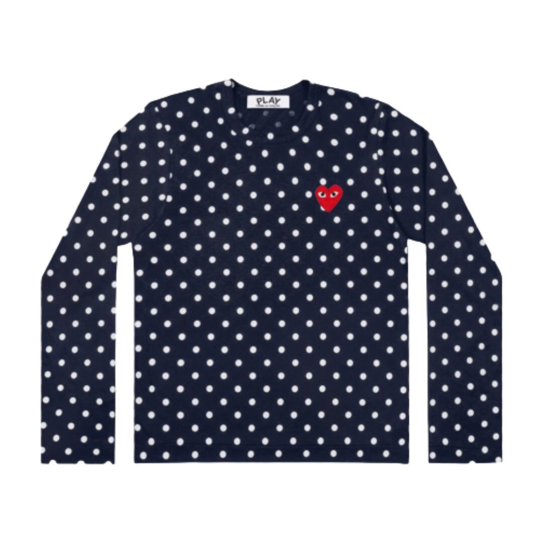 PLAY COMME des GARCONS プレイ コムデギャルソン 【本物保証】 Tシャツ ストリート系 ユニセックス プレイコムデギャルソン ユニセックス ドット ロングスリーブ Tシャツ AX-T166-051 "ブラック/ホワイト"