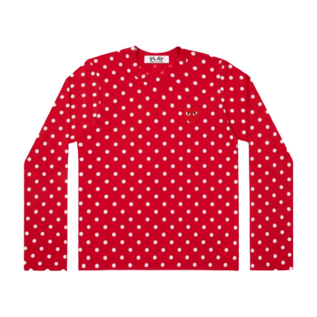 PLAY COMME des GARCONS プレイ コムデギャルソン 【本物保証】 Tシャツ ストリート系 ユニセックス プレイコムデギャルソン ユニセックス ドット ロングスリーブ Tシャツ AX-T166-051 "ブラック/ホワイト"
