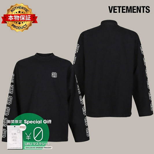 VETEMENTS ヴェトモン 【本物保証】 Tシャツ ストリート系 メンズ BIKER CROSS SLEEVES LONGSLEEVE / BLK