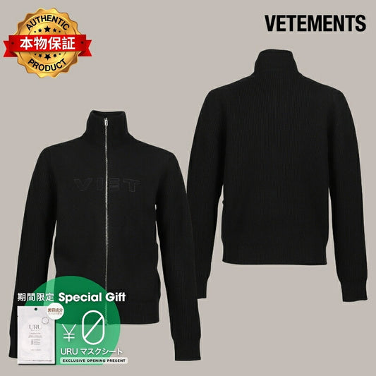 VETEMENTS ヴェトモン 【本物保証】 ニット ストリート系 メンズ VET ZIP-UP SWEATER / BLK