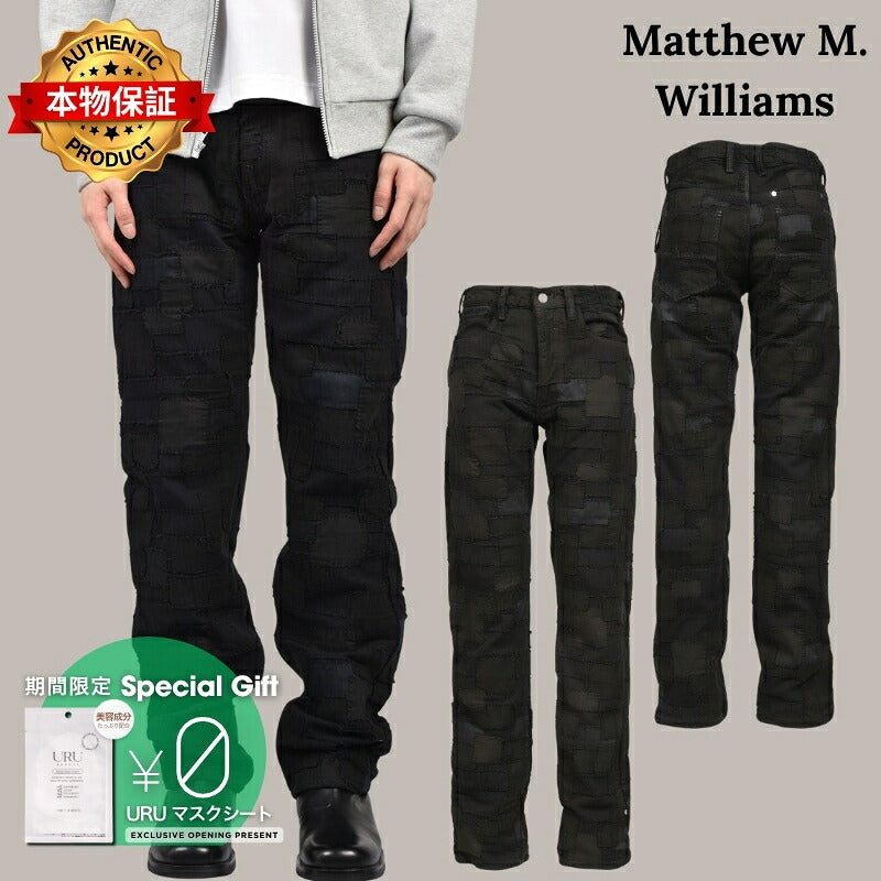 Matthew M. Williams マシュー・M・ウィリアムズ 【本物保証】 デニムパンツ ストリート系 メンズ BLACKMEANS BLACK OVERDYED BORO PATCHWORK STRAIGHT JEAN / BLK BORO
