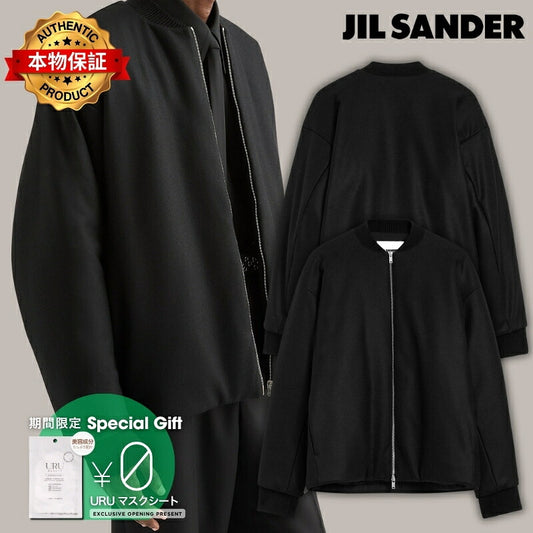 Jil Sander 【本物保証】 ジャケット・アウター ストリート系 メンズ ウールメルトン パディングボンバージャケット