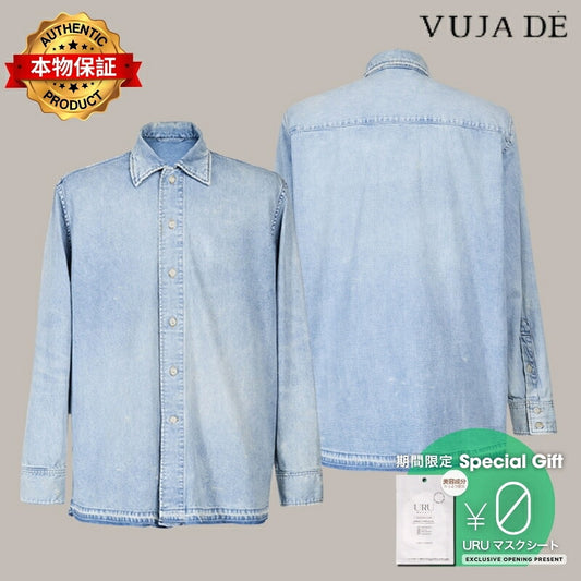VUJA DE 【本物保証】 シャツ ストリート系 メンズ WYATT BLUE CHAMBRAY SHIRT IN DENIM