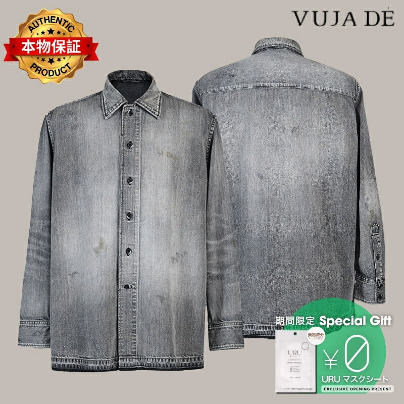 VUJA DE 【本物保証】 シャツ ストリート系 メンズ WYATT GREY CHAMBRAY SHIRT IN DENIM