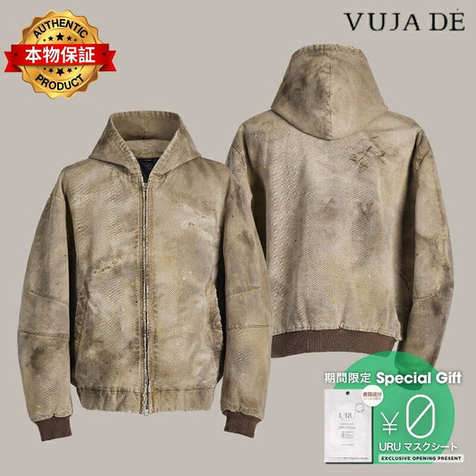 VUJA DE 【本物保証】 パーカー ストリート系 メンズ BECK DESTROYED HOODED BOMBER IN BRUSHED COTTON