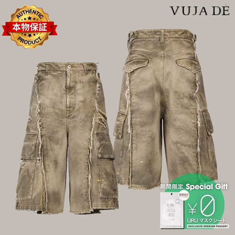 VUJA DE 【本物保証】 カーゴパンツ ストリート系 メンズ DAX DESTROYED AFFIX CARGO SHORTS IN BRUSHED COTTON
