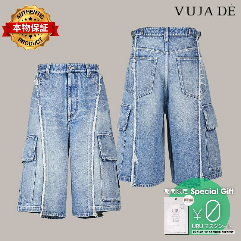 VUJA DE 【本物保証】 カーゴパンツ ストリート系 メンズ DAX SELVEDGE AFFIX CARGO SHORTS IN DENIM