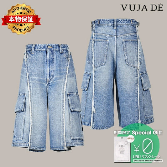 VUJA DE 【本物保証】 カーゴパンツ ストリート系 メンズ DAX SELVEDGE AFFIX CARGO SHORTS IN DENIM