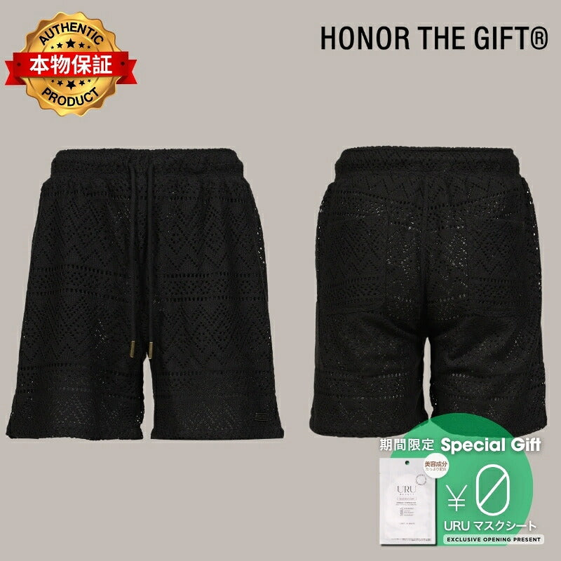 Honor The Gift オナー ザ ギフト 【本物保証】 パンツ ストリート系 メンズ POINTELLE CROCHET DRAWCORD 7" SHORT / BLK