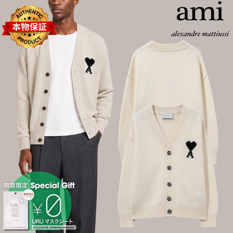 Ami アミ パリス 【本物保証】 カーディガン ストリート系 ユニセックス Wool Cardigan With Ami De Coeur