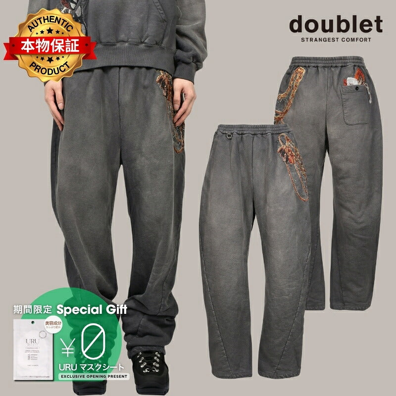 doublet ダブレット 【本物保証】 スウェットパンツ ストリート系 メンズ TROMPE L’OEIL EMBROIDERY SWEATPANTS / BLK