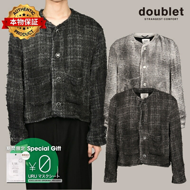 doublet ダブレット 【本物保証】 ジャケット ストリート系 メンズ SMOG AIR STAINED TWEED JACKET / BLK