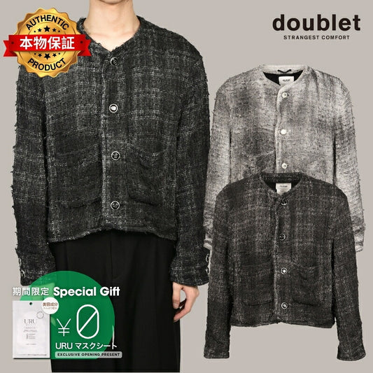 doublet ダブレット 【本物保証】 ジャケット ストリート系 メンズ SMOG AIR STAINED TWEED JACKET / BLK