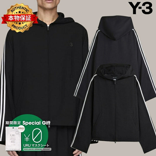 Y3 Yohji Yamamoto 【本物保証】 パーカー ストリート系 メンズ HOODED TRACK TOP 3-STRIPES