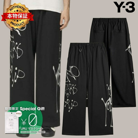 Y3 Yohji Yamamoto 【本物保証】 パンツ ストリート系 メンズ Y-3 CHITO GRAPHIC WIDE WOOL PANTS