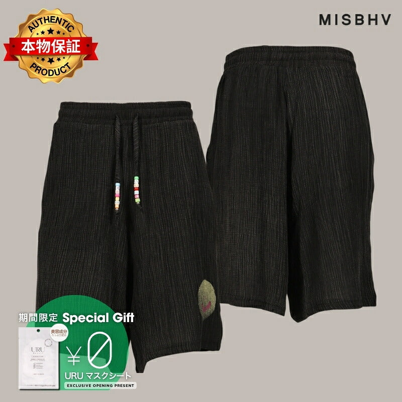 MISBHV 【本物保証】 ショートパンツ ストリート系 メンズ SMILE SHORTS UNISEX / WASHED BLK