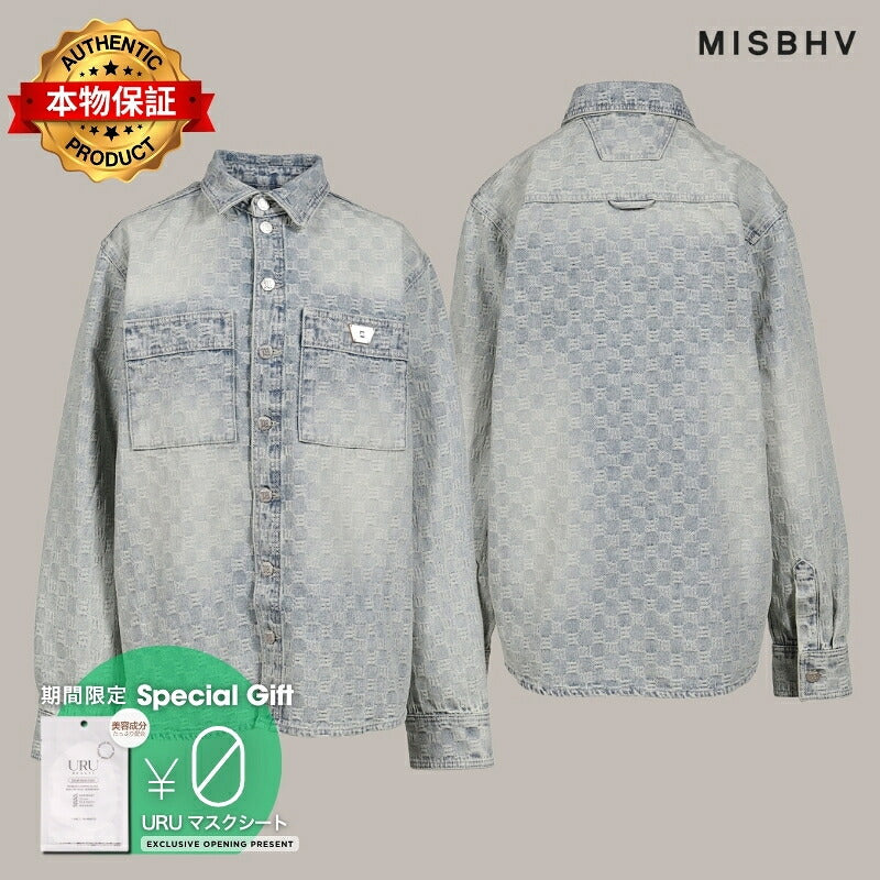 MISBHV 【本物保証】 シャツ ストリート系 メンズ MONOGRAM OCEAN WASHED OVERSHIRT / PALE BLU
