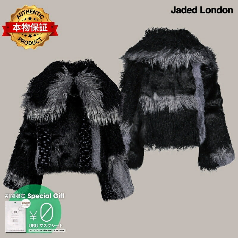 Jaded London 【本物保証】 コート ストリート系 レディース PATCHWORK FUR ASYM COAT - BLACK / BLK