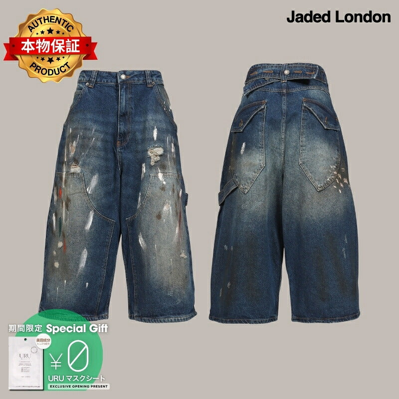Jaded London 【本物保証】 デニムパンツ ストリート系 レディース PAINTED CROPPED XL COLOSSUS JEANS / BLU