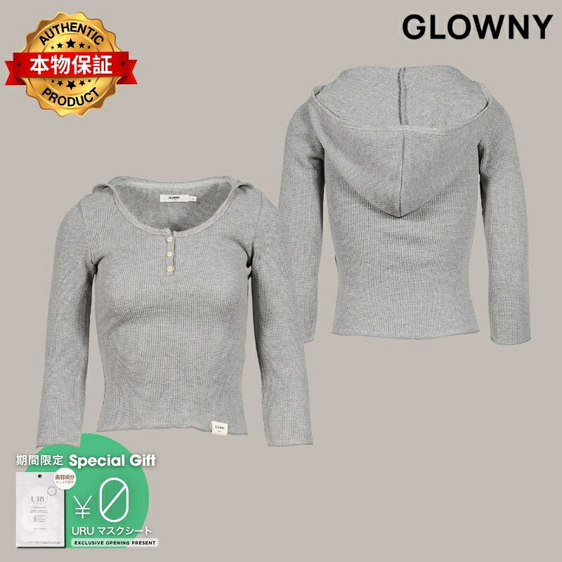 GLOWNY 【本物保証】シャツ ストリート系 レディース 3/4 G WAFFLE BUTTON FLY TEE / GRY