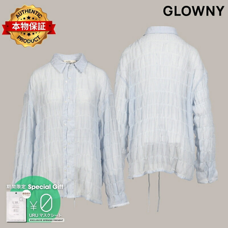 GLOWNY 【本物保証】 シャツ ストリート系 レディース COASTAL WRINKLE SHIRT / SKY BLU
