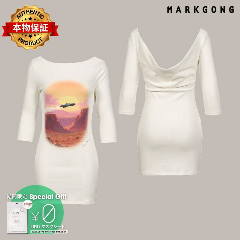 MARKGONG 【本物保証】 ワンピース ストリート系 レディース 3/4 SLEEVE BACKLESS MINI DRESS / WHT