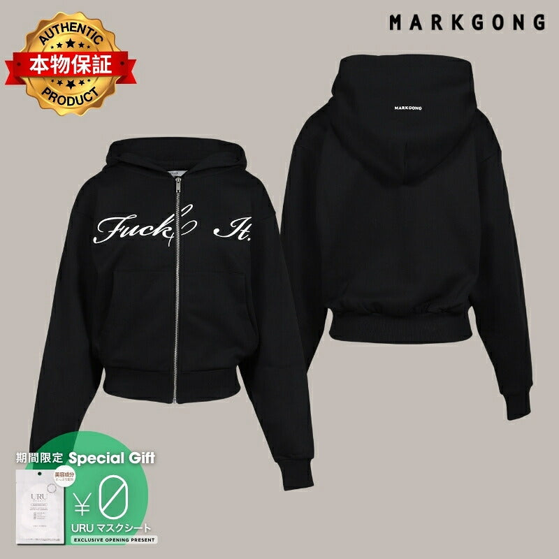 MARKGONG 【本物保証】 パーカー ストリート系 レディース FUCK IT ZIP HOODIE / BLK