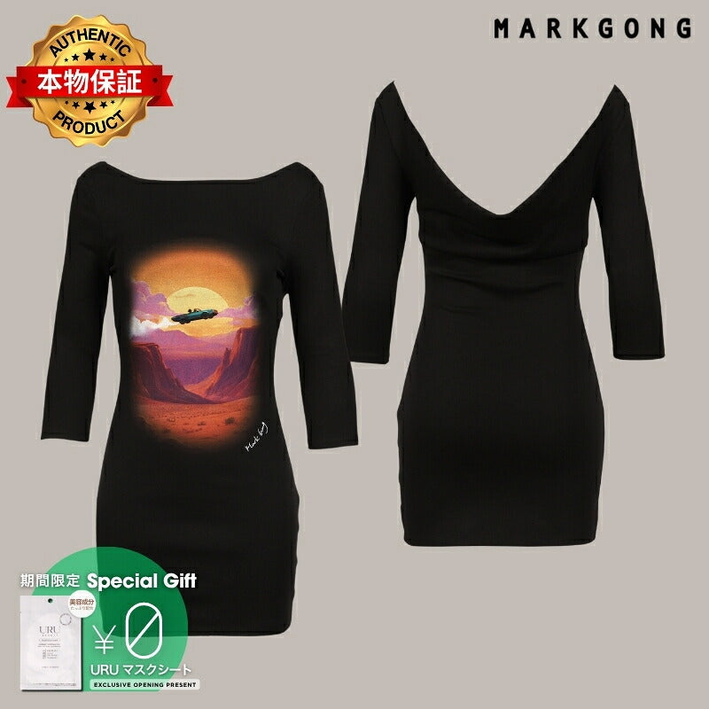 MARKGONG 【本物保証】 ワンピース ストリート系 レディース 3/4 SLEEVE BACKLESS MINI DRESS (EXCLUCIVE) / BLK