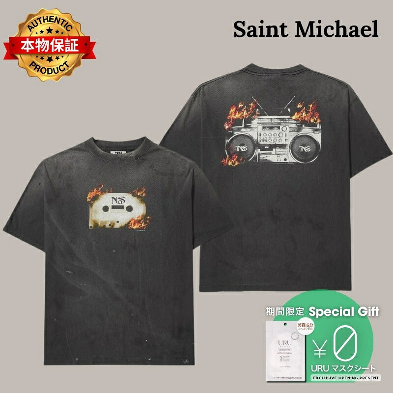 SAINT M×××××× セントマイケル 【本物保証】 Tシャツ ストリート系 ユニセックス セントマイケル x ナズ SS Tシャツ "ブラック"