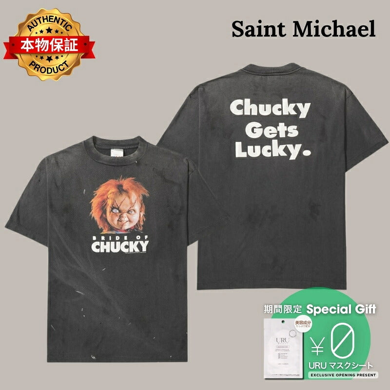 SAINT M×××××× セントマイケル 【本物保証】 Tシャツ ストリート系 ユニセックス セントマイケル x チャッキー ショートスリーブTシャツ/セント "ブラック"