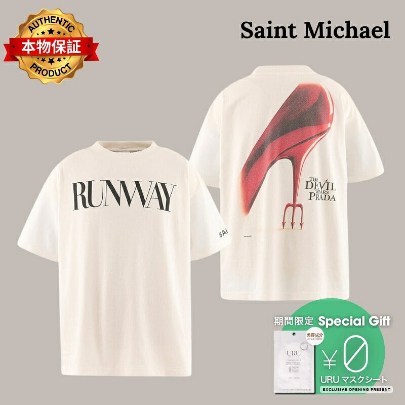 SAINT M×××××× セントマイケル 【本物保証】 Tシャツ ストリート系 ユニセックス セントマイケル x プラダを着た悪魔 TDWP ショートスリーブTシャツ/ランウェイ "ホワイト"